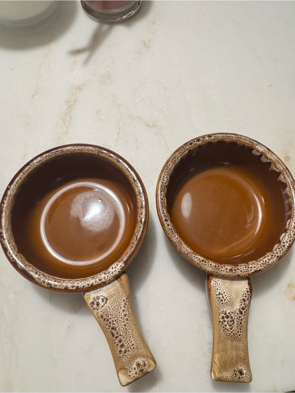 2 vintage brown glazed stoneware handled bowl made by ITI